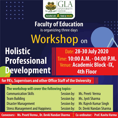 Workshop on Holistic Professional Development 